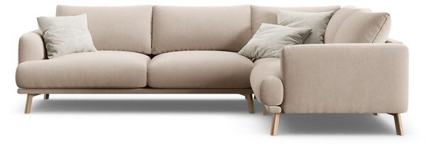 Divano angolare beige (con penisola a destra/a L) con rivestimento in velluto Naomi – Micadoni