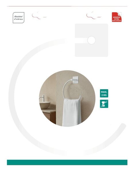 Portasciugamano senza foratura bianco opaco in metallo Fixeo – douceur d'intérieur