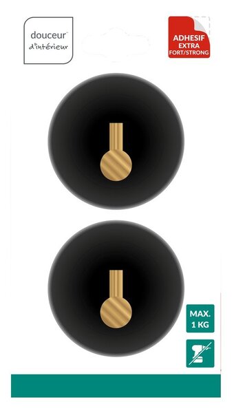 Set di ganci senza foratura color nero opaco in metallo 2 pz Fixeo – douceur d'intérieur