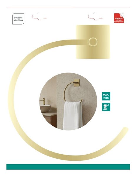 Portasciugamano senza foratura oro opaco in metallo Fixeo – douceur d'intérieur