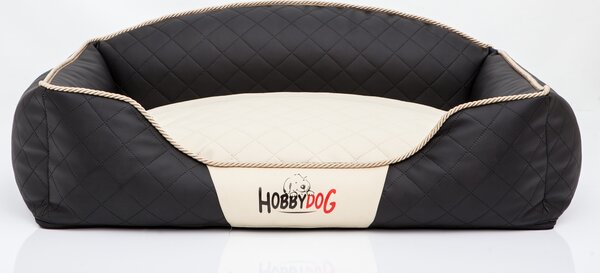 Cuscino per cani, cuccia per cani, cesta per cani, divano per cani per animali domestici. Lavabile. Modello: Elite. Dimensioni: 65 x 50 x 24 cm [Taglia: L]. Colore: beige con dettagli neri
