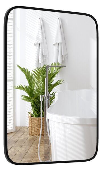 Costway Specchio da bagno rettangolare 70x50cm con pellicola antifrantumazione viti di espansione, Specchio in alluminio