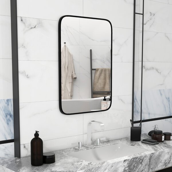 Costway Specchio da bagno rettangolare 70x50cm con pellicola antifrantumazione viti di espansione, Specchio in alluminio