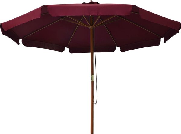 Ombrellone da Esterni con Palo in Legno 330 cm Rosso Borgogna