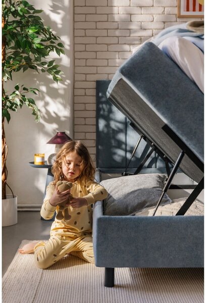 Letto boxspring blu con contenitore 160x200 cm Elva Bold Line – Bonami Selection