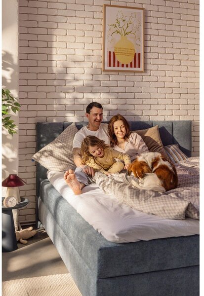 Letto boxspring blu con contenitore 160x200 cm Elva Bold Line – Bonami Selection