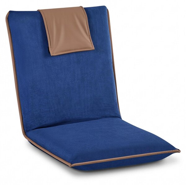 Bodenstuhl – Poltrona reclinabile regolabile, 6 posizioni – Pieghevole con schienale – Imbottitura in schiuma spessa – Struttura in metallo – Rivestimento in velluto – Blu scuro