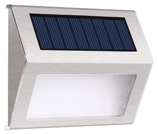Lampada da esterno solare a LED, modello "Myers Power", adatta per scale, colore argento