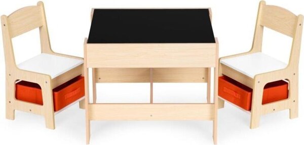 Set di mobili per bambini: tavolino + 2 sedie + lavagna a gesso ECOTOYS