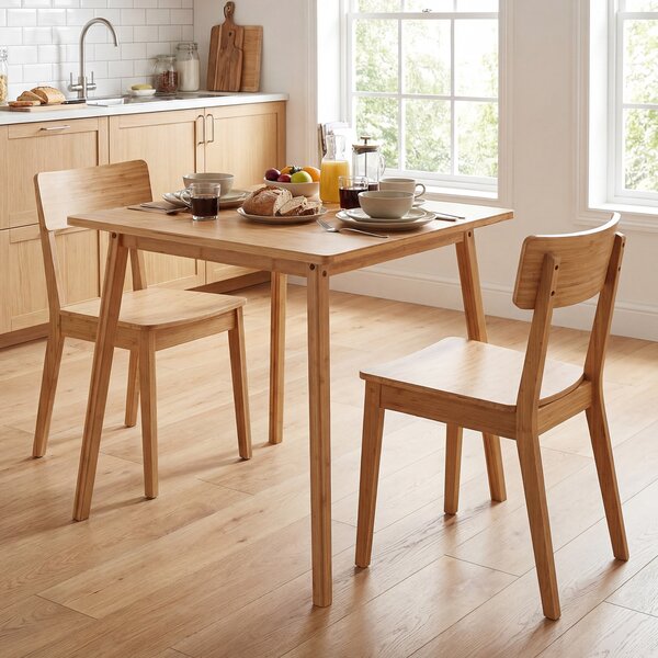 Costway Tavolo da pranzo quadrato in bambù per 2-4 persone in legno 70 cm, Tavolino per sala da pranzo soggiorno e appartamento Naturale