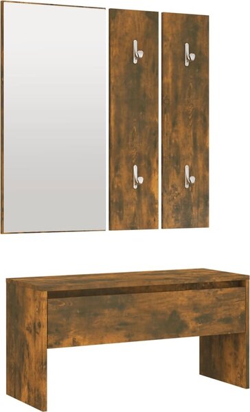 Set di Mobili da Corridoio Rovere Fumo in Legno Multistrato