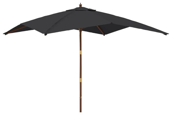 Ombrellone da Giardino con Palo in Legno Nero 300x300x273 cm