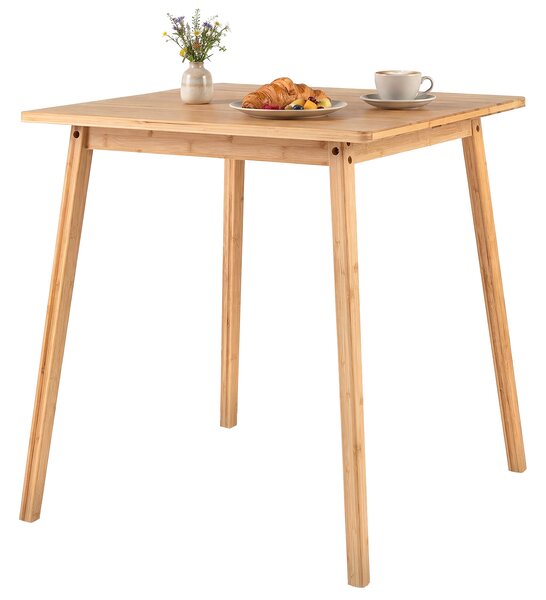 Costway Tavolo da pranzo quadrato in bambù per 2-4 persone in legno 70 cm, Tavolino per sala da pranzo soggiorno e appartamento Naturale