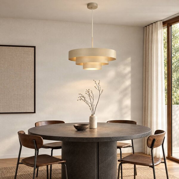 Lampada a sospensione Trio Domiluce, dimmerabile, Crema / Ambra, Soggiorno / Sala da pranzo, Metallo, Moderno, Lampada a sospensione