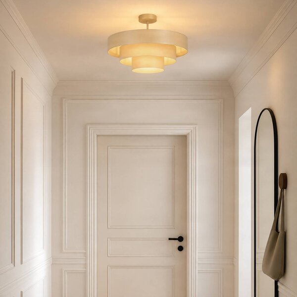 Plafoniera soffitto Trio Domiluce, dimmerabile, Crema / Ambra, Corridoio, Metallo, Moderno, Plafoniera