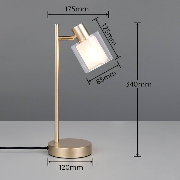 Reality Leuchten Lampada da tavolo Neralo, Ottone / Oro, Soggiorno / Sala da pranzo, Metallo, Lampada da tavolo