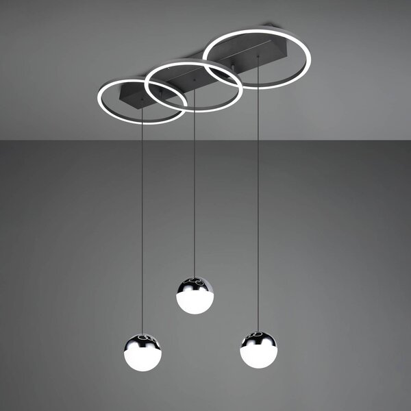 Reality Leuchten Lampada a sospensione Larino, dimmerabile, Nero, Soggiorno / Sala da pranzo, Metallo, Moderno, Lampada a sospensione