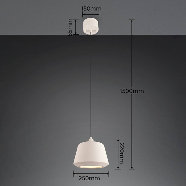 Reality Leuchten Lampada a sospensione Mirea, dimmerabile, Crema / Ambra, Soggiorno / Sala da pranzo, Ceramica, Mediterraneo, Lampada a sospensione