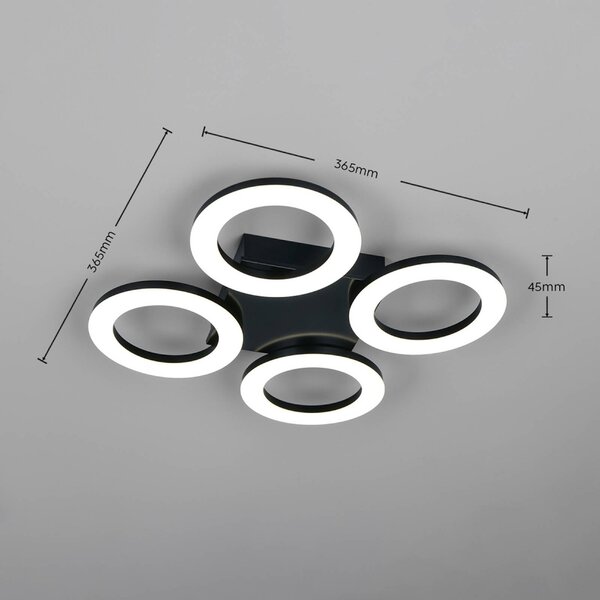 Reality Leuchten Plafoniera soffitto Cemi, Nero, Cucina, Plastica, Moderno, Plafoniera