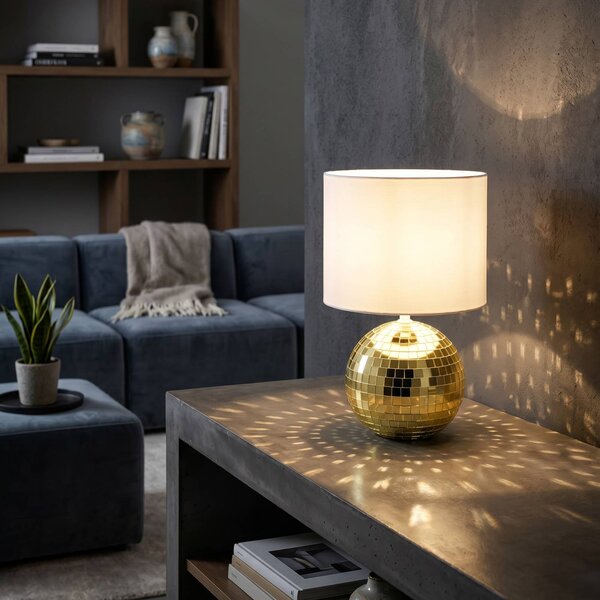 Reality Leuchten Lampada da tavolo Glitza, Ottone / Oro, Soggiorno / Sala da pranzo, Plastica, Moderno, Lampada da tavolo