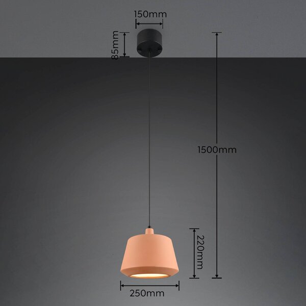 Reality Leuchten Lampada a sospensione Mirea, dimmerabile, Terracotta, Soggiorno / Sala da pranzo, Ceramica, Mediterraneo, Lampada a sospensione