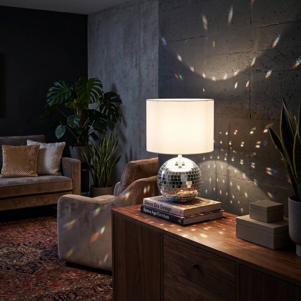Reality Leuchten Lampada da tavolo Glitza, Cromo / Argento, Soggiorno / Sala da pranzo, Plastica, Moderno, Lampada da tavolo