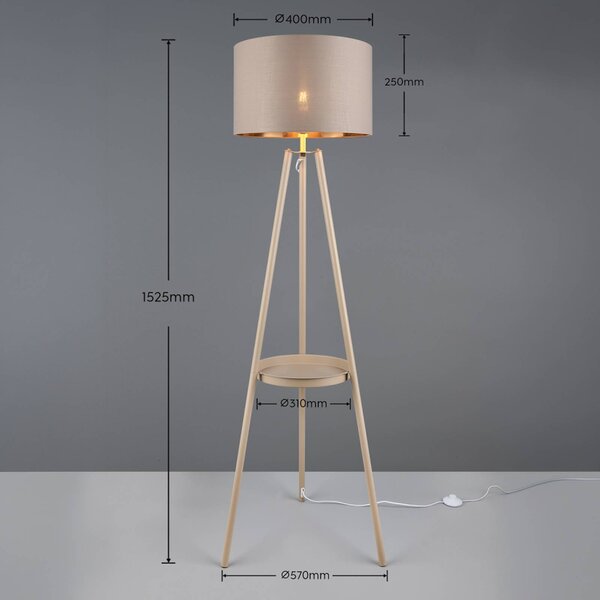Reality Leuchten Lampada da terra Colette, Crema / Ambra, Soggiorno / Sala da pranzo, Metallo, Moderno, Lampada da terra