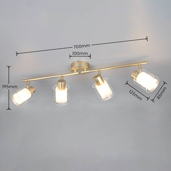 Reality Leuchten Plafoniera soffitto Neralo, dimmerabile, Ottone / Oro, Soggiorno / Sala da pranzo, Metallo, Plafoniera