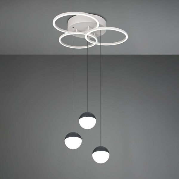 Reality Leuchten Lampada a sospensione Larino, dimmerabile, Alluminio / Grigio / Zincato, Soggiorno / Sala da pranzo, Metallo, Moderno, Lampada a sospensione