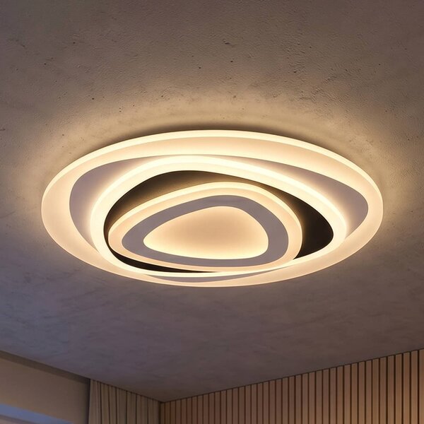 Reality Leuchten Plafoniera soffitto Zilo, dimmerabile, Bianco / Opale, Soggiorno / Sala da pranzo, Metallo, Moderno, Plafoniera