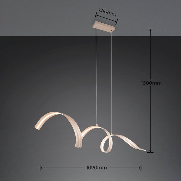 Reality Leuchten Lampada a sospensione Tivor, Crema / Ambra, Soggiorno / Sala da pranzo, Metallo, Moderno, Lampada a sospensione