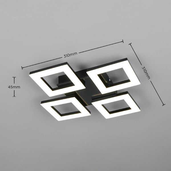 Reality Leuchten Plafoniera soffitto Cemi, Nero, Cucina, Plastica, Moderno, Plafoniera