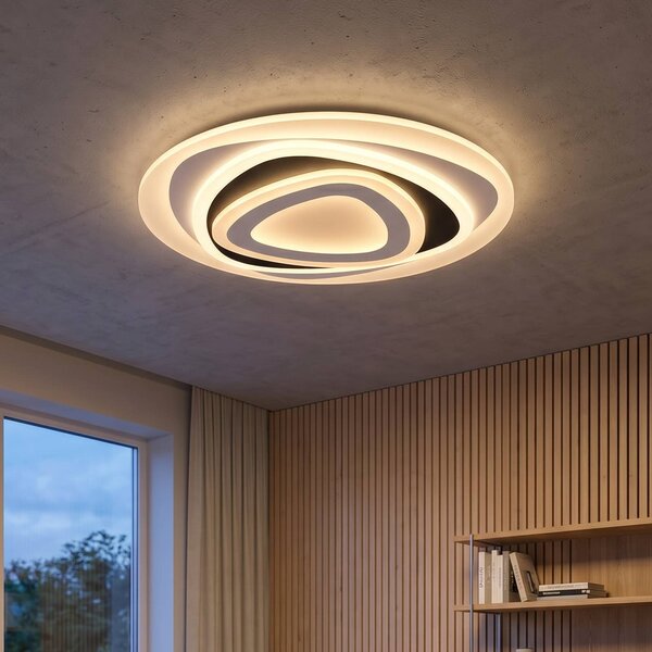Reality Leuchten Plafoniera soffitto Zilo, dimmerabile, Bianco / Opale, Soggiorno / Sala da pranzo, Metallo, Moderno, Plafoniera