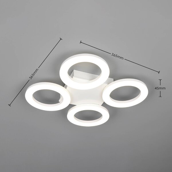 Reality Leuchten Plafoniera soffitto Cemi, Bianco / Opale, Cucina, Plastica, Moderno, Plafoniera