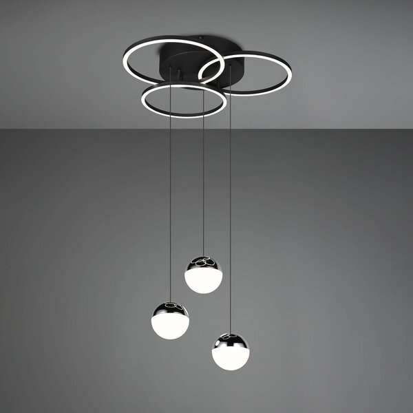 Reality Leuchten Lampada a sospensione Larino, dimmerabile, Nero, Soggiorno / Sala da pranzo, Metallo, Moderno, Lampada a sospensione