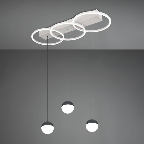 Reality Leuchten Lampada a sospensione Larino, dimmerabile, Alluminio / Grigio / Zincato, Soggiorno / Sala da pranzo, Metallo, Moderno, Lampada a sospensione