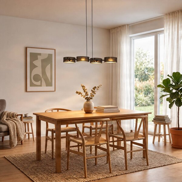 Lampada a sospensione Drumz 4 EMIBIG LIGHTING, dimmerabile, Nero, Soggiorno / Sala da pranzo, Metallo, Moderno, Lampada a sospensione
