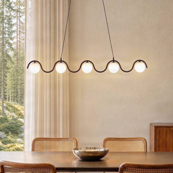 Lampada a sospensione in vetro Sinus 5 EMIBIG LIGHTING, dimmerabile, Nero, Soggiorno / Sala da pranzo, Vetro, Moderno, Lampada a sospensione