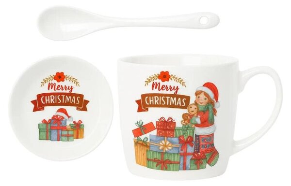 Tazza festiva - set in scatola con piattino e cucchiaio 400 ml KB17WZ1