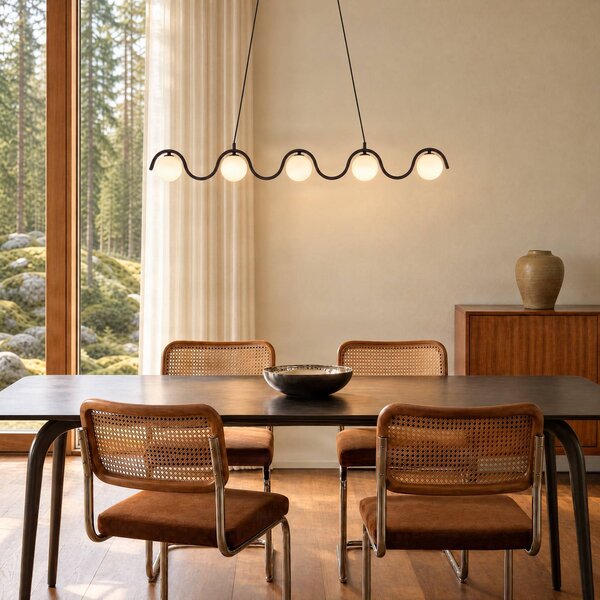 Lampada a sospensione in vetro Sinus 5 EMIBIG LIGHTING, dimmerabile, Nero, Soggiorno / Sala da pranzo, Vetro, Moderno, Lampada a sospensione