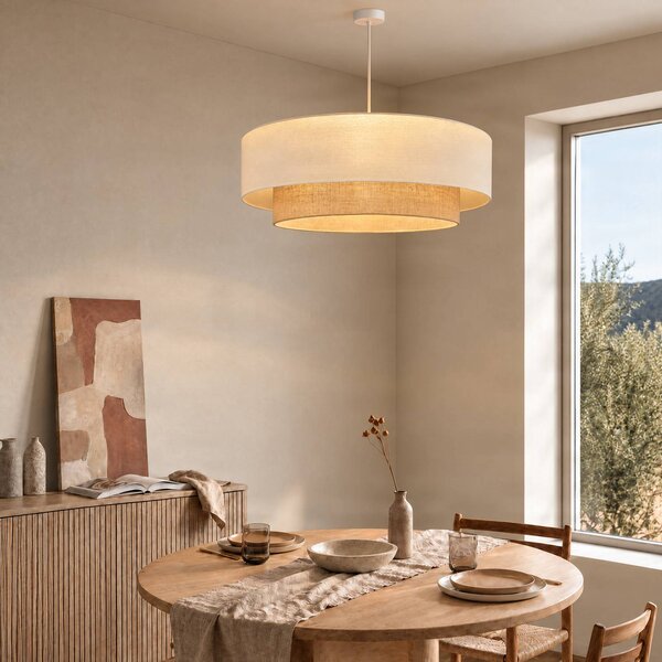 Lampada a sospensione Boho Duolla, Crema / Ambra, Camera da letto, Tessuto / Stoffa / Seta, Lampada a sospensione
