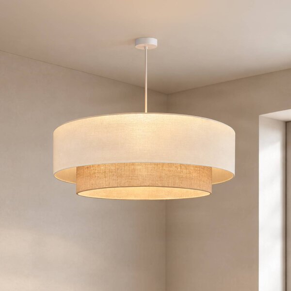 Lampada a sospensione Boho Duolla, Crema / Ambra, Camera da letto, Tessuto / Stoffa / Seta, Lampada a sospensione