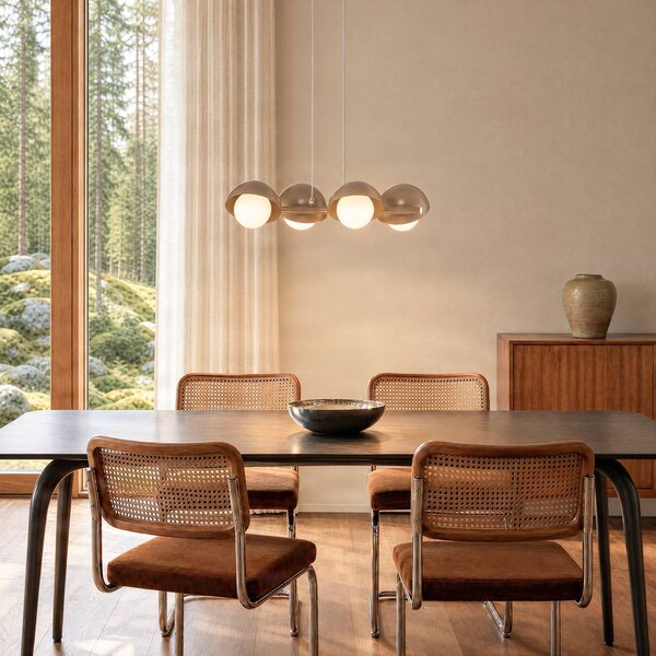 Lampada a sospensione in vetro Boom 4 EMIBIG LIGHTING, dimmerabile, Crema / Ambra, Soggiorno / Sala da pranzo, Vetro, Moderno, Lampada a sospensione