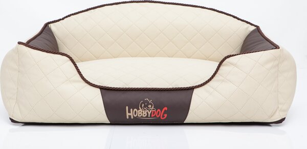 Cuscino per cani, cuccia per cani, cesta per cani, divano per cani per animali domestici. Lavabile. Modello: Elite. Dimensioni: 65 x 50 x 24 cm [Taglia: L]. Colore: beige con marrone