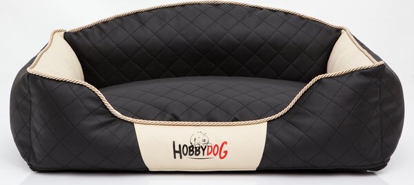 Cuscino per cani, cuccia per cani, cesta per cani, divano per cani per animali domestici. Lavabile. Modello: Elite. Dimensioni: 65 x 50 x 24 cm [Taglia: L]. Colore: nero con beige