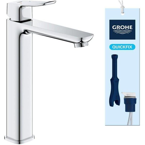 Rubinetto per lavabo, GROHE DICE, misura XL, corpo liscio senza gruppo di scarico, cromato