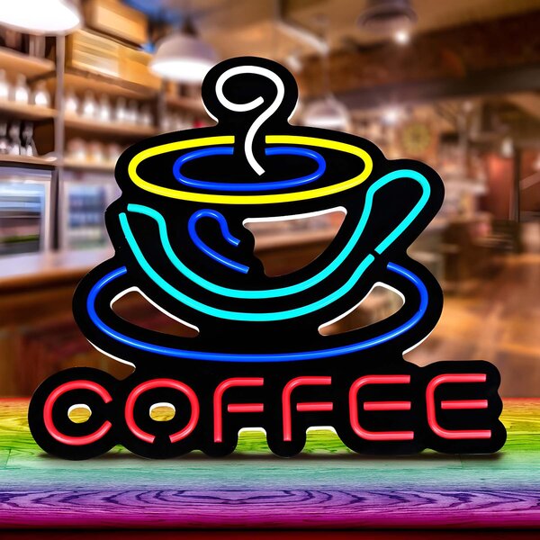 Luce LED NEON, lampada a sospensione decorativa, color caffè, circa 38 x 38 x 1,6 cm