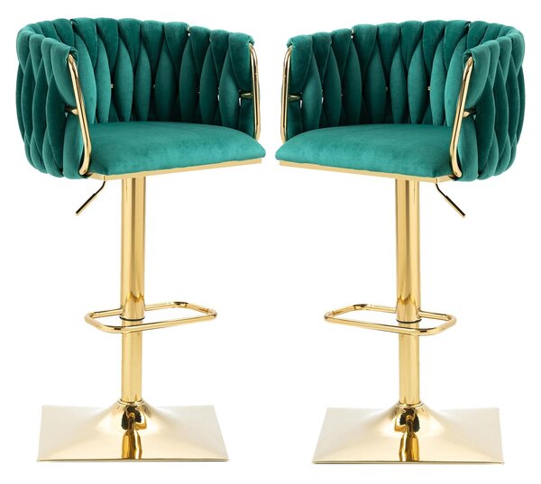 Sgabello da bar - Sgabello per cucina - Sgabello per caffè - Regolabile da 63 a 87 cm - Rotazione a 360° - Verde