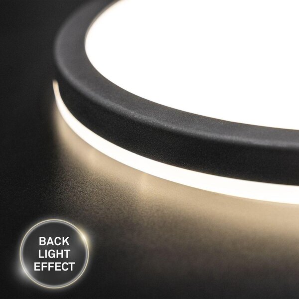 Lampada da soffitto Briloner da 22 Watt, pannello LED, telecomando, dimmerabile, nera, CCT, retroilluminazione