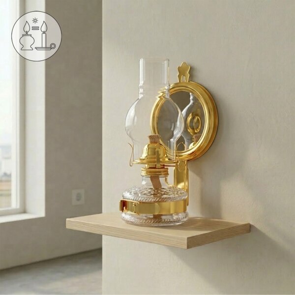 Brilagi - Lampada a petrolio con specchio MERLIN oro lucido